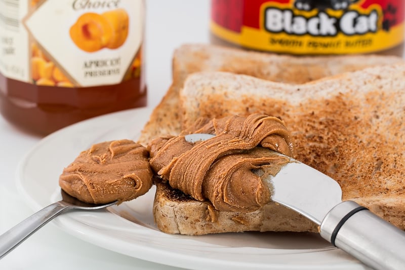 Nut butter on whole grain crackers
